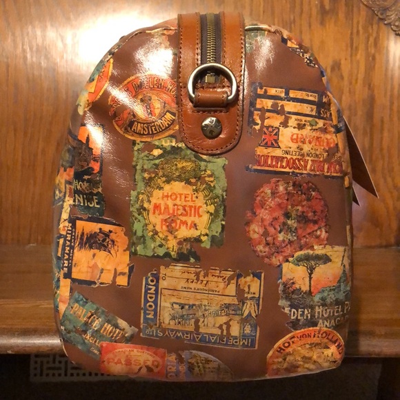 NWT-Patricia Nash-Milano Leather Weekender Bag-Vintage Travel Sticker-$349 - Picture 7 of 16